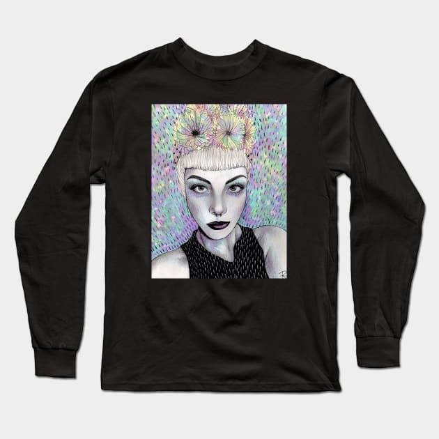 Mourning flower Long Sleeve T-Shirt by roselinestephania